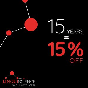 Enjoy a discount of 15% for LinguiScience’s 15 years in business
